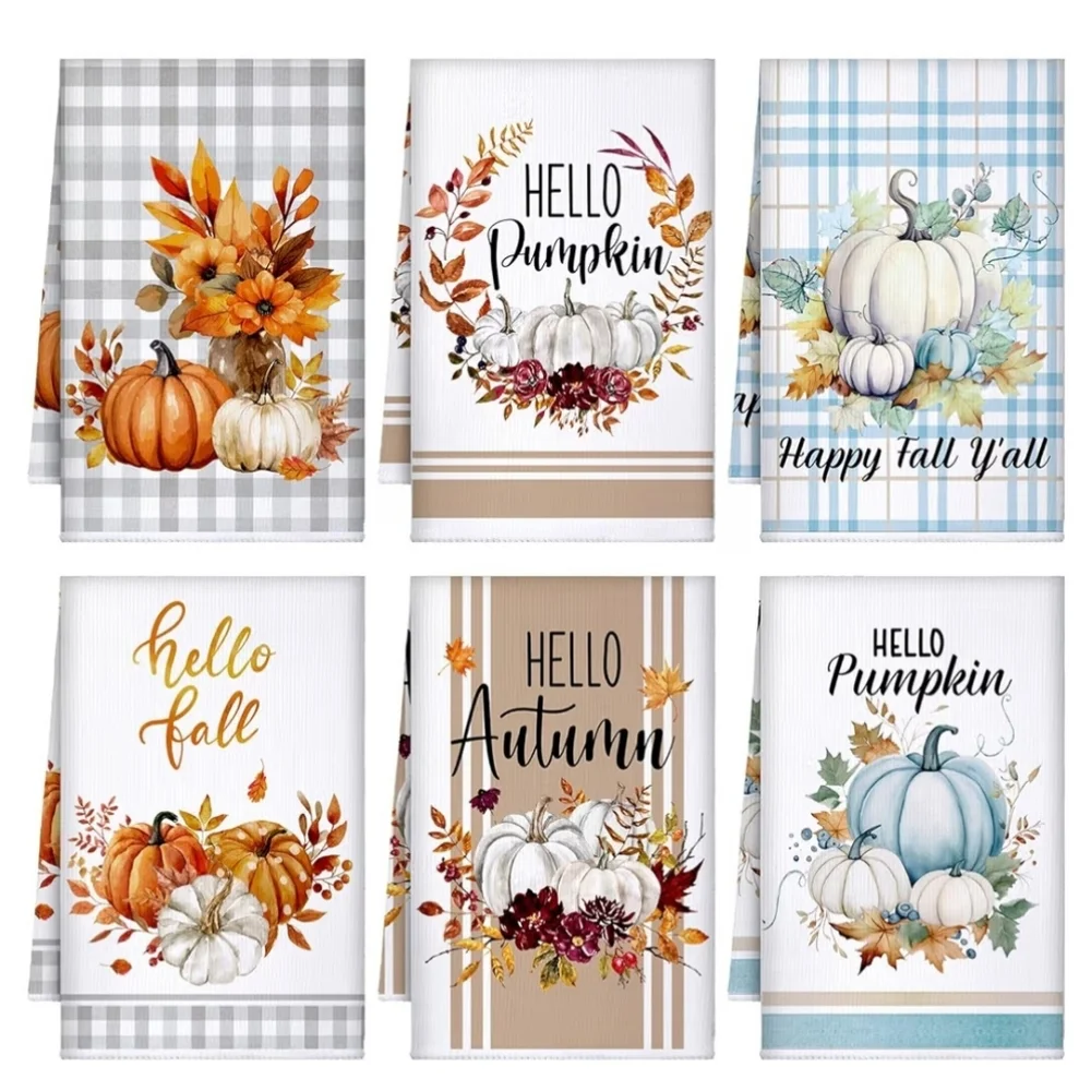 Autumn Pumpkin Themed Bath Towels Set